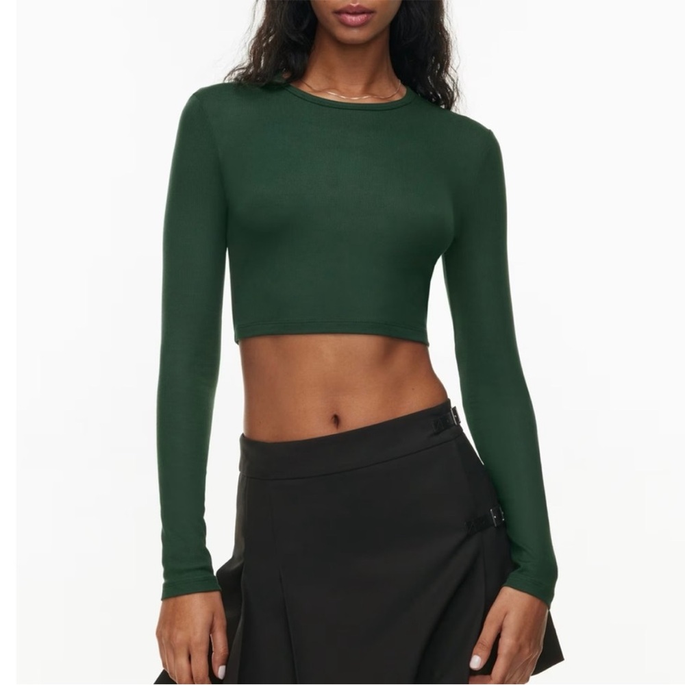 ARITZIA SUNDAY BEST Bliss Cropped Longsleeve Forest Green Size XS